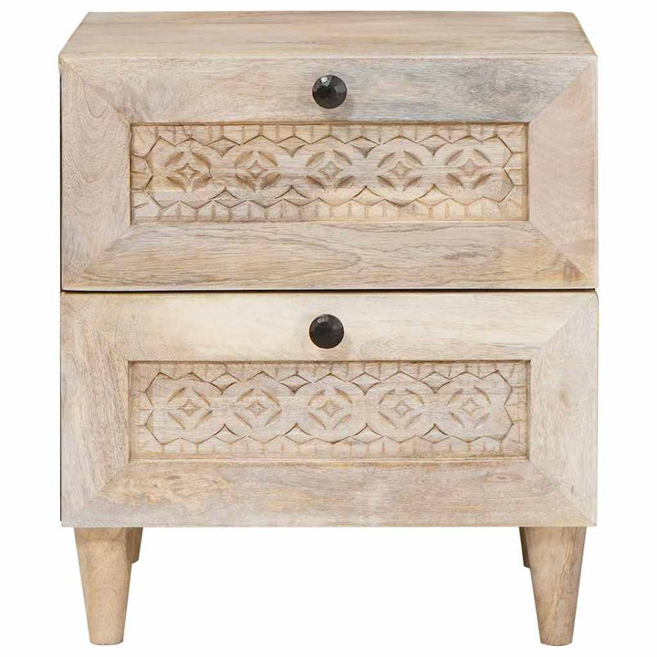 Sengebord 2 pcs Beige 40 x 33 x 46 cm Massivt mangotræ