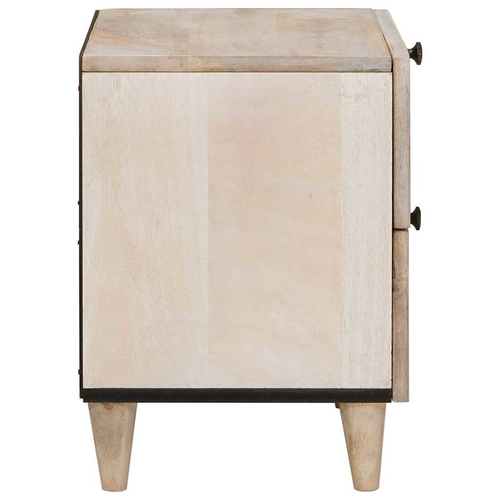 Sengebord 2 pcs Beige 40 x 33 x 46 cm Massivt mangotræ