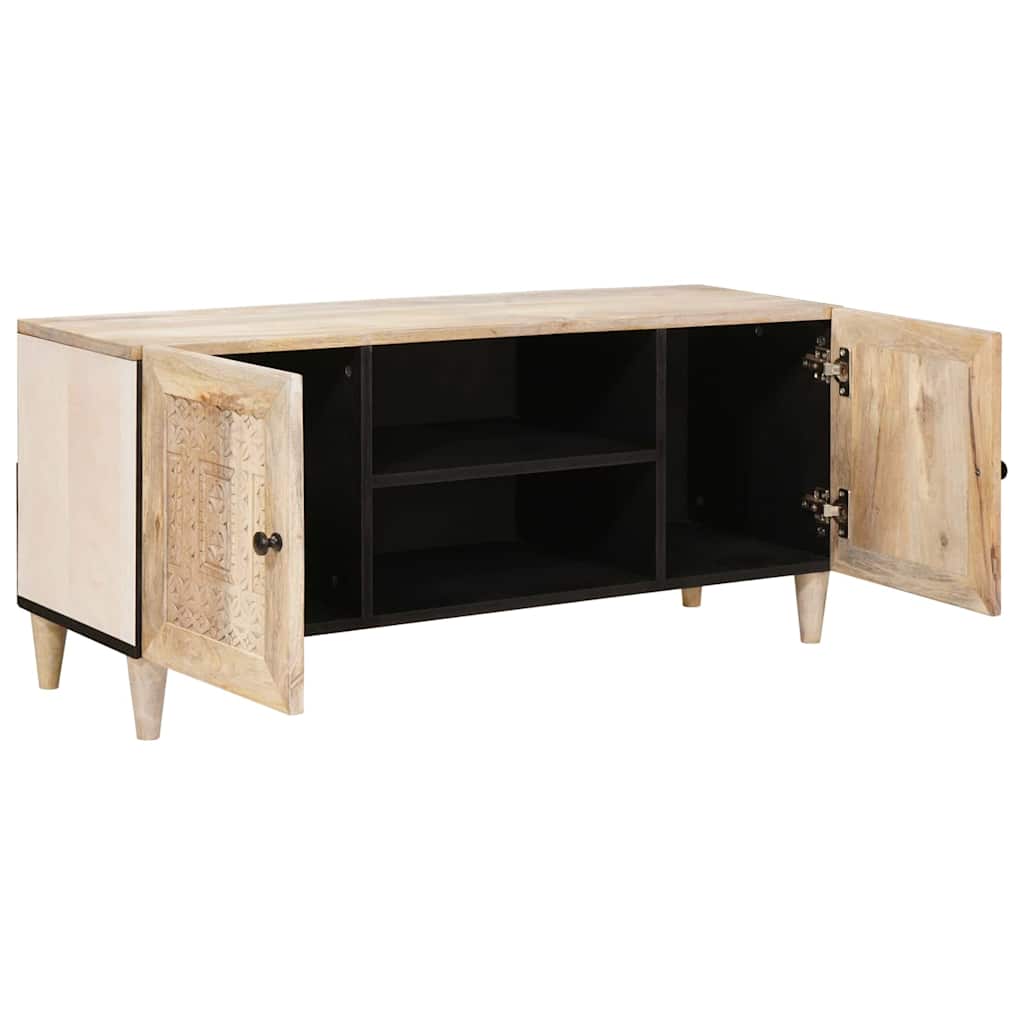 TV-skab med hylde Hvid 105 x 33 x 46 cm Massivt mangotræ
