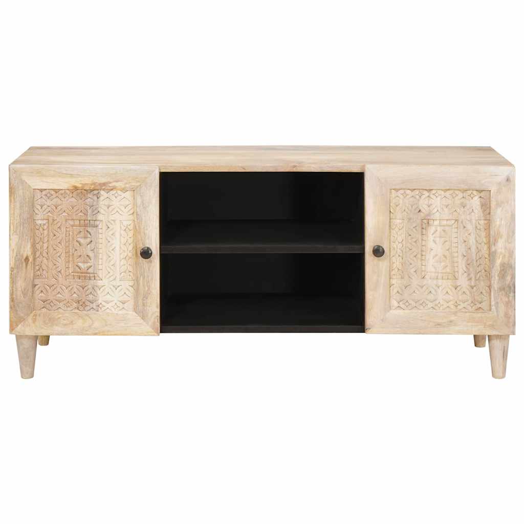 TV-skab med hylde Hvid 105 x 33 x 46 cm Massivt mangotræ