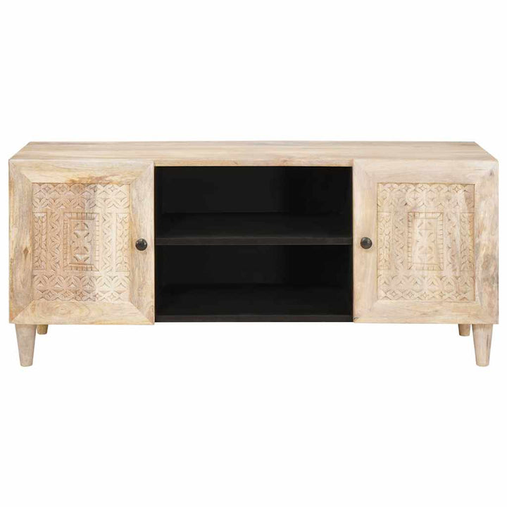 TV-skab med hylde Hvid 105 x 33 x 46 cm Massivt mangotræ
