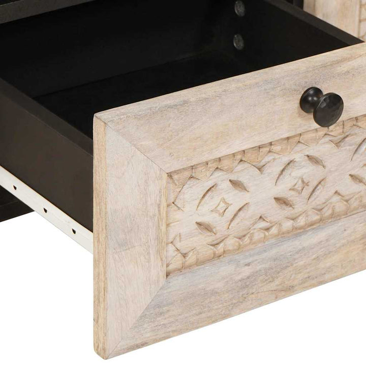 TV-skab med skuffe Hvid 70 x 33 x 46 cm Massivt mangotræ