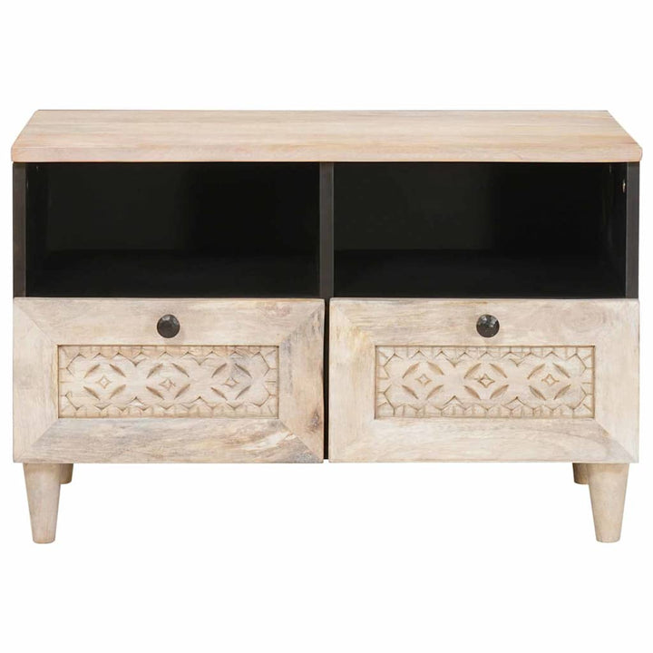 TV-skab med skuffe Hvid 70 x 33 x 46 cm Massivt mangotræ