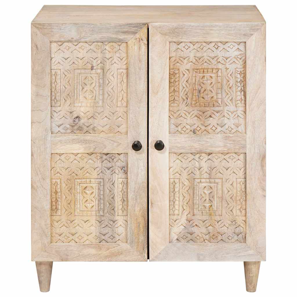 Sideboard med hylde Hvid 60 x 33 x 75 cm Massivt mangotræ