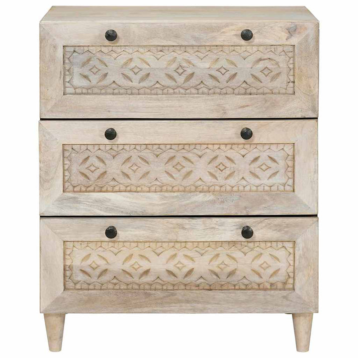 Sideboard med skuffe Hvid 60 x 33 x 75 cm Massivt mangotræ