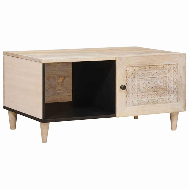Sofabord med hylde Beige 80 x 50 x 40 cm Massivt mangotræ
