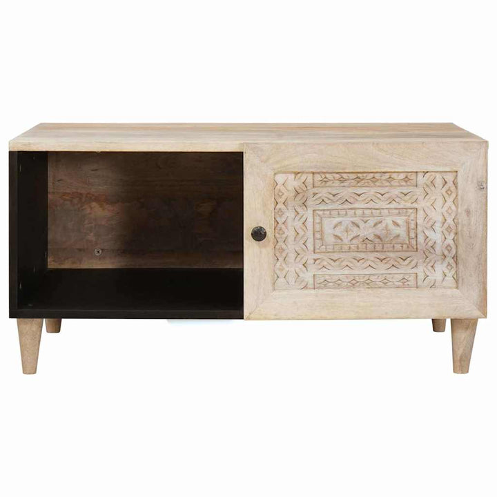 Sofabord med hylde Beige 80 x 50 x 40 cm Massivt mangotræ