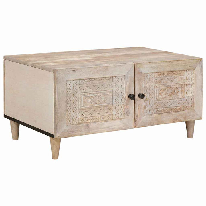 Sofabord med opbevaring Beige 80 x 50 x 40 cm Massivt mangotræ