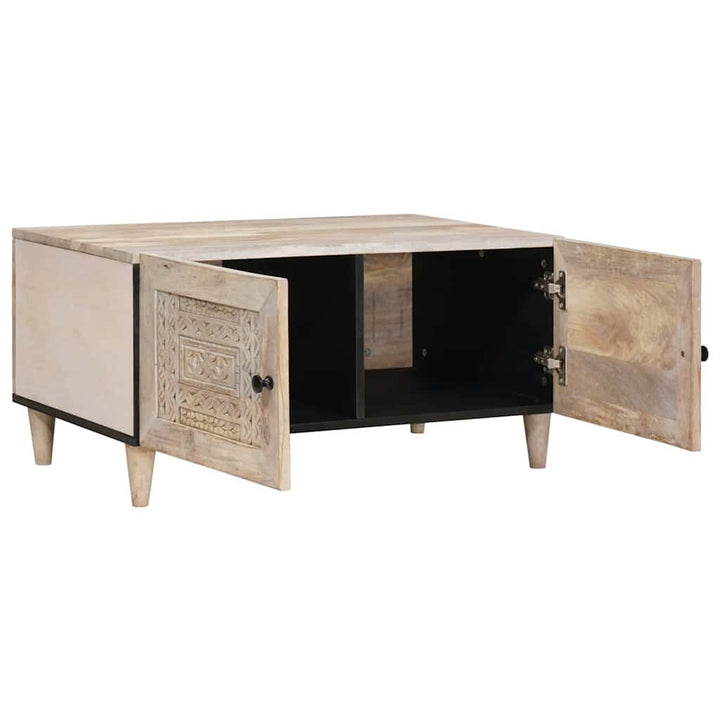 Sofabord med opbevaring Beige 80 x 50 x 40 cm Massivt mangotræ