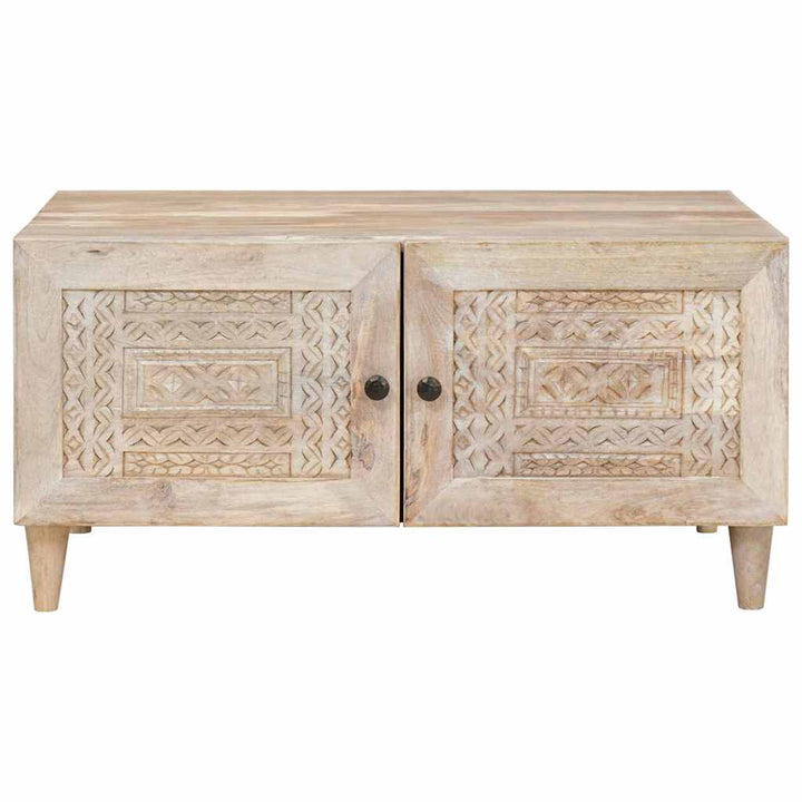 Sofabord med opbevaring Beige 80 x 50 x 40 cm Massivt mangotræ