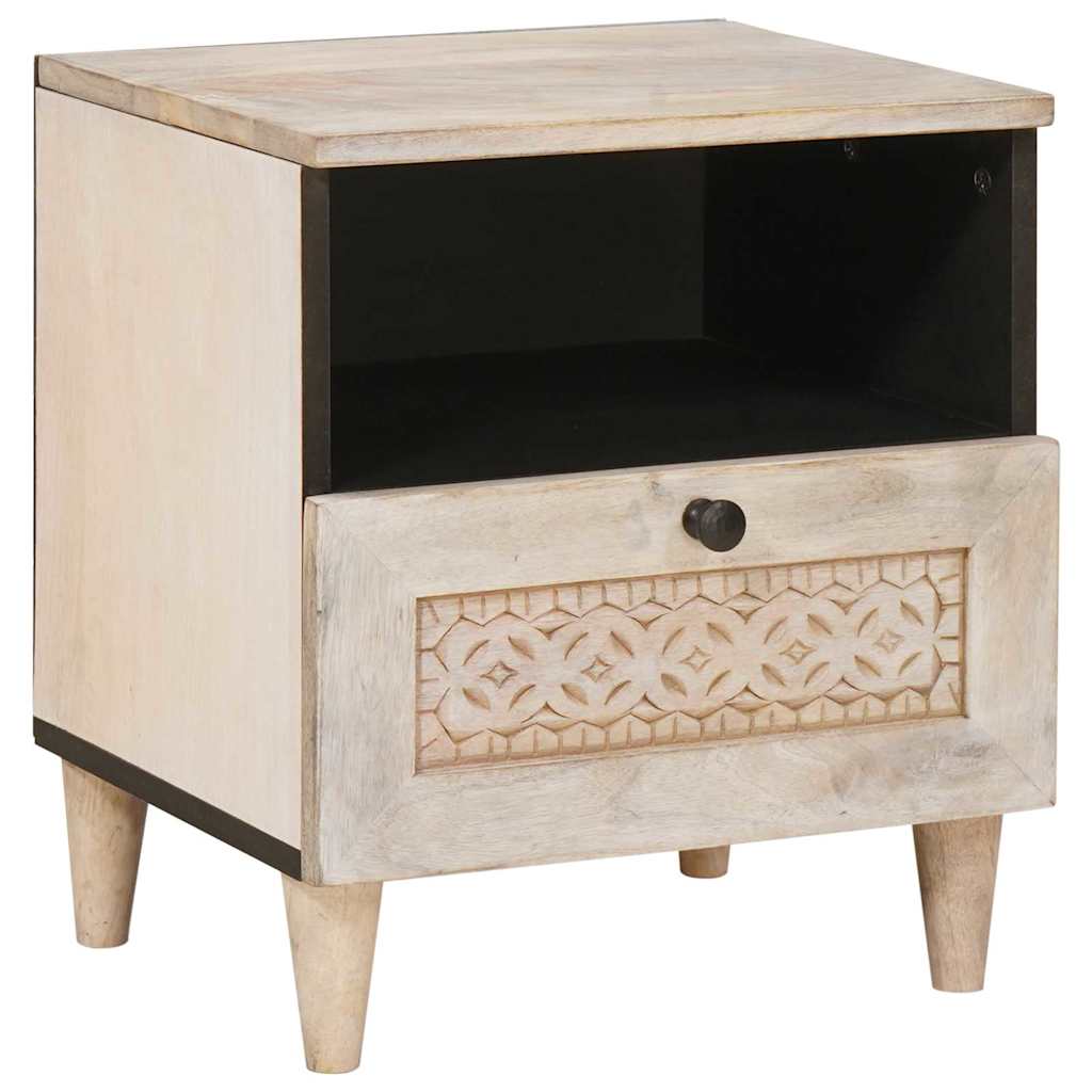 Sengebord 2 pcs Beige 40 x 33 x 46 cm Massivt mangotræ