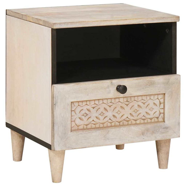 Sengebord 2 pcs Beige 40 x 33 x 46 cm Massivt mangotræ