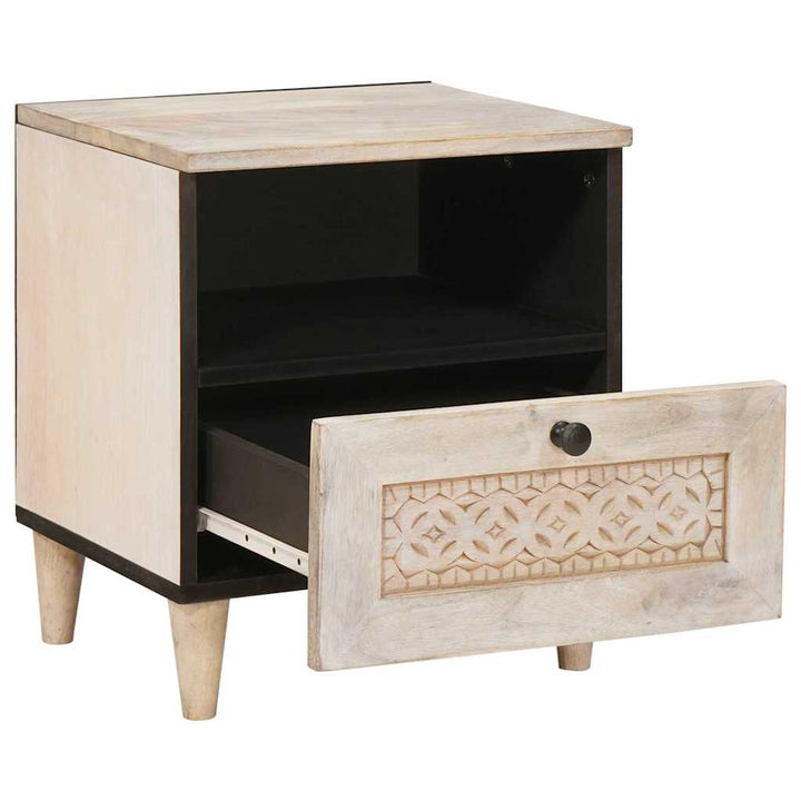 Sengebord 2 pcs Beige 40 x 33 x 46 cm Massivt mangotræ
