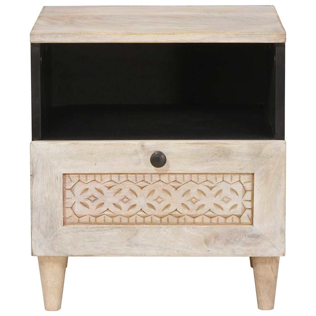 Sengebord 2 pcs Beige 40 x 33 x 46 cm Massivt mangotræ