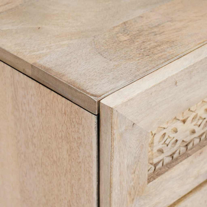 Sengebord med skuffe Beige 50 x 33 x 60 cm Massivt mangotræ