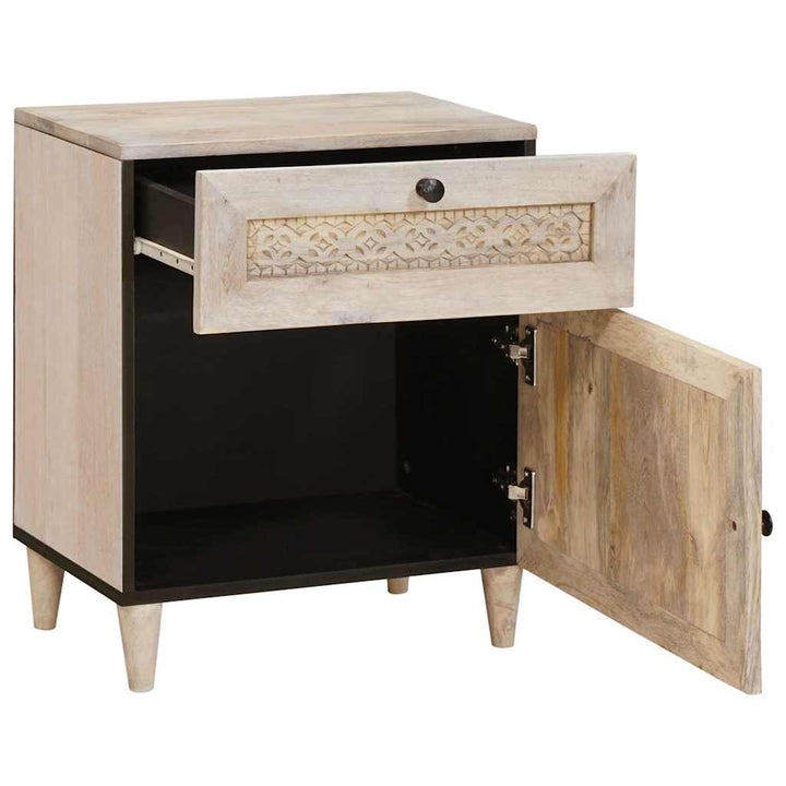 Sengebord med skuffe Beige 50 x 33 x 60 cm Massivt mangotræ