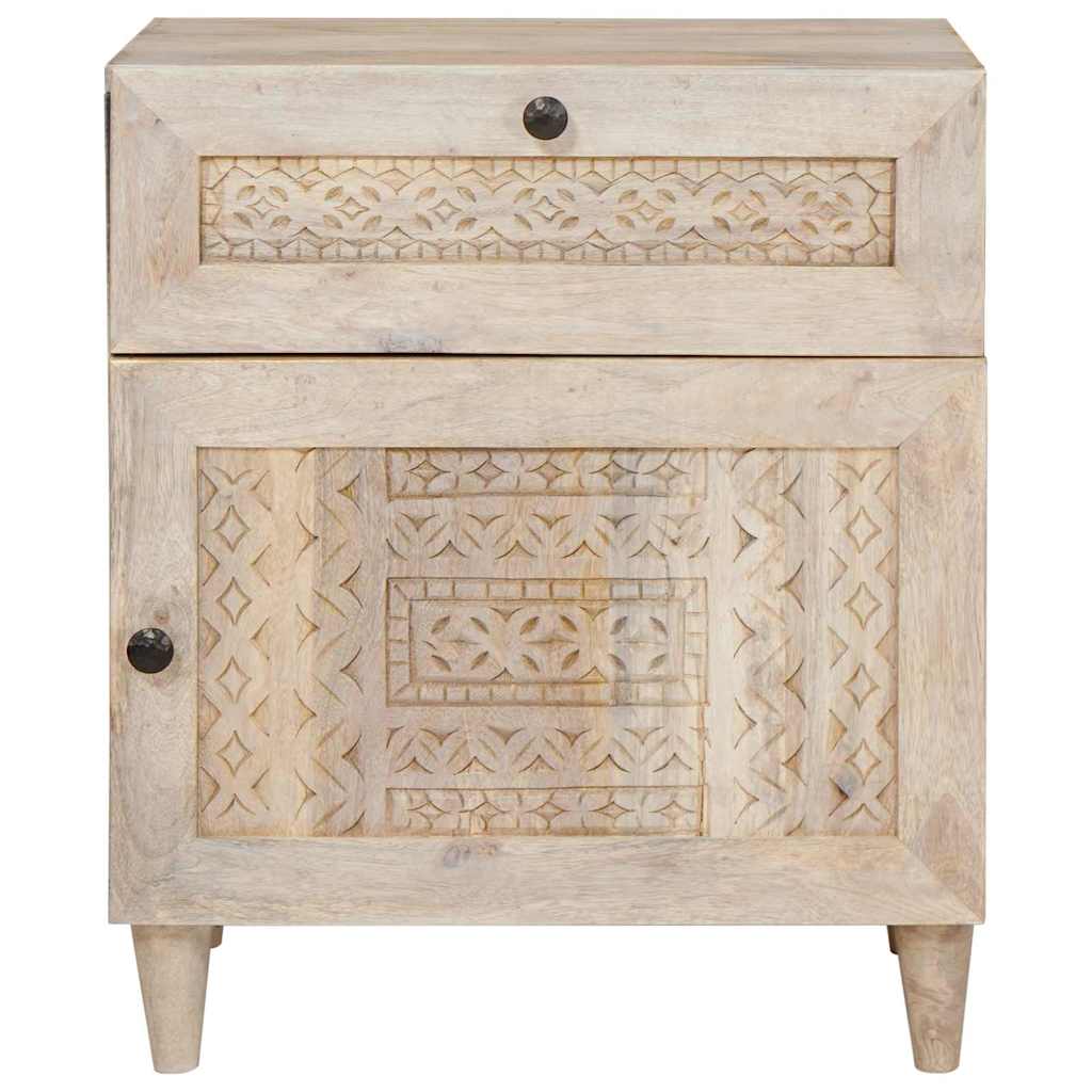 Sengebord med skuffe Beige 50 x 33 x 60 cm Massivt mangotræ