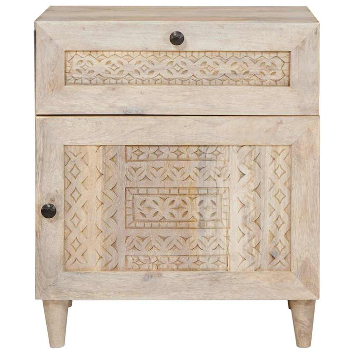 Sengebord med skuffe Beige 50 x 33 x 60 cm Massivt mangotræ