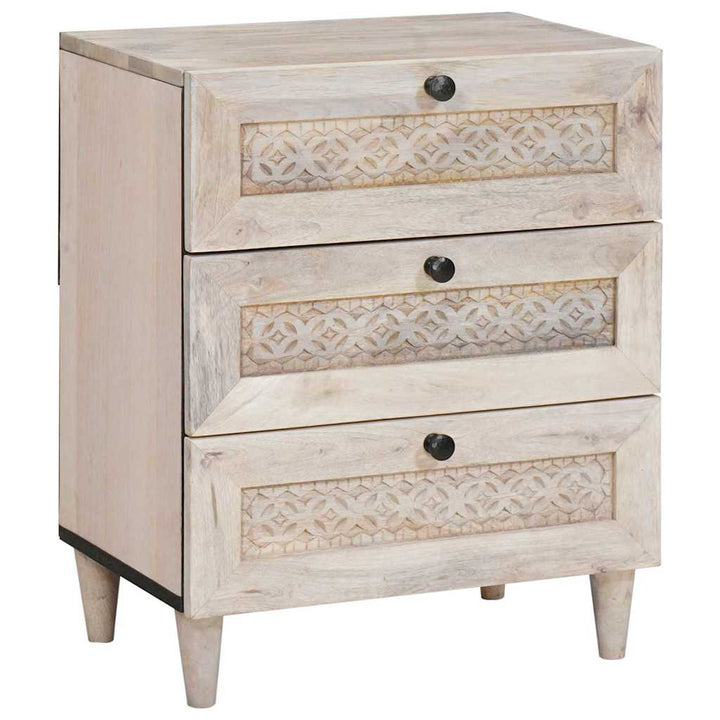 Sengebord med skuffe Beige 50 x 33 x 60 cm Massivt mangotræ