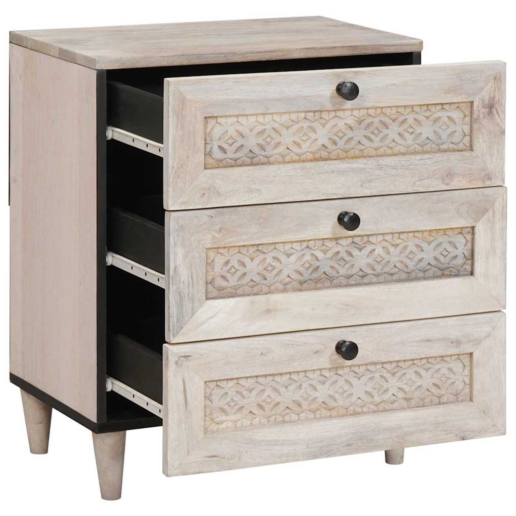 Sengebord med skuffe Beige 50 x 33 x 60 cm Massivt mangotræ