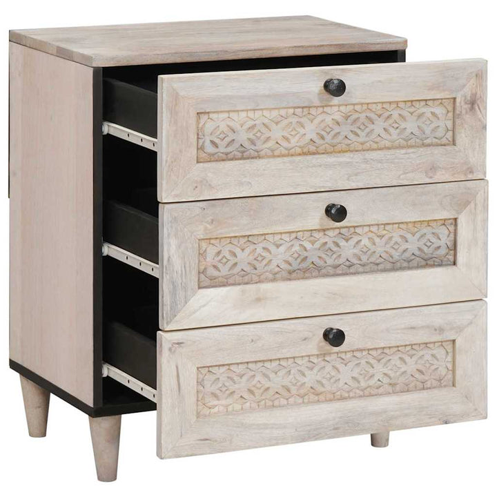 Sengebord med skuffe Beige 50 x 33 x 60 cm Massivt mangotræ