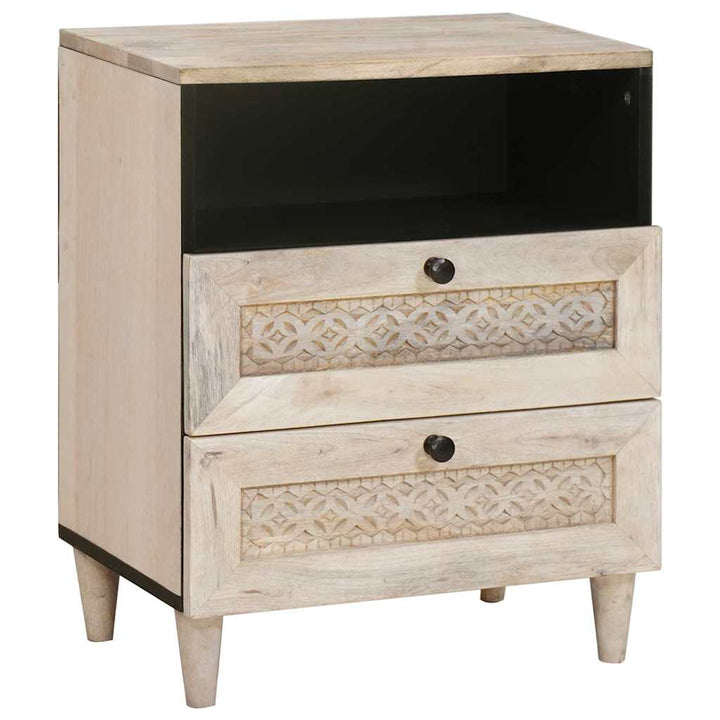 Sengebord med skuffe Beige 50 x 33 x 60 cm Massivt mangotræ
