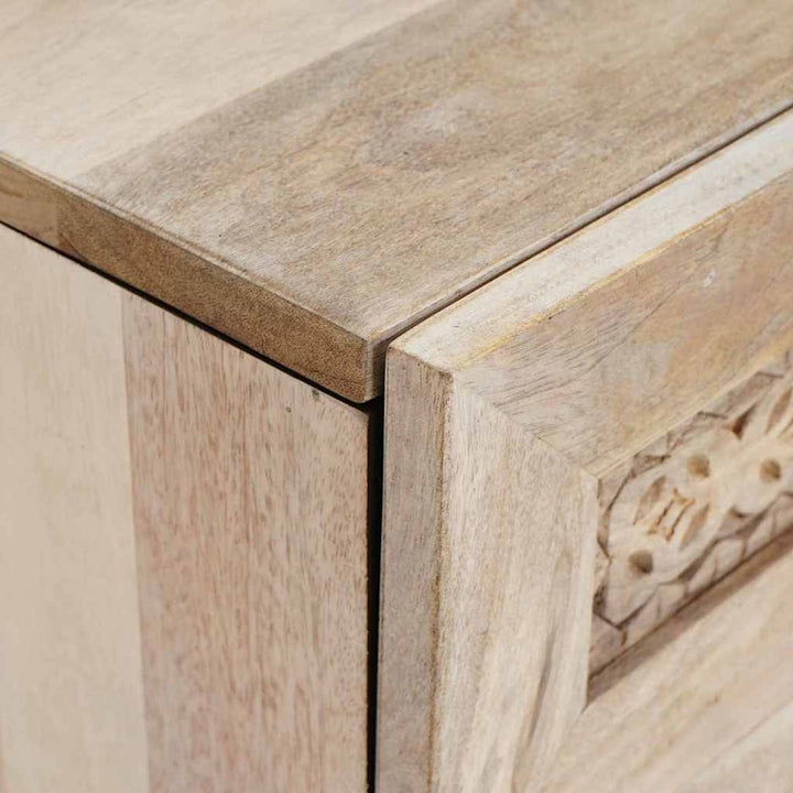 Sengebord med skuffe Beige 50 x 33 x 60 cm Massivt mangotræ