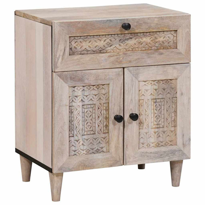 Sengebord med skuffe Beige 50 x 33 x 60 cm Massivt mangotræ