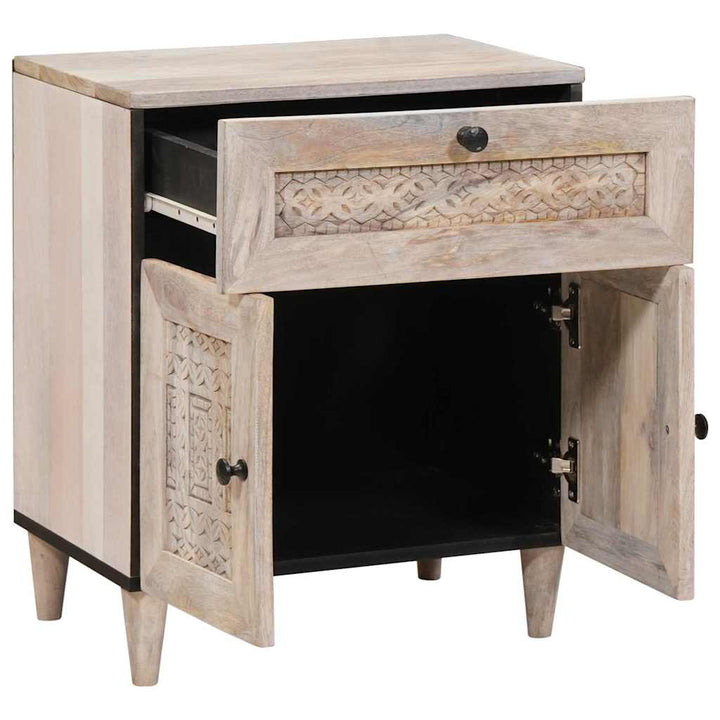 Sengebord med skuffe Beige 50 x 33 x 60 cm Massivt mangotræ