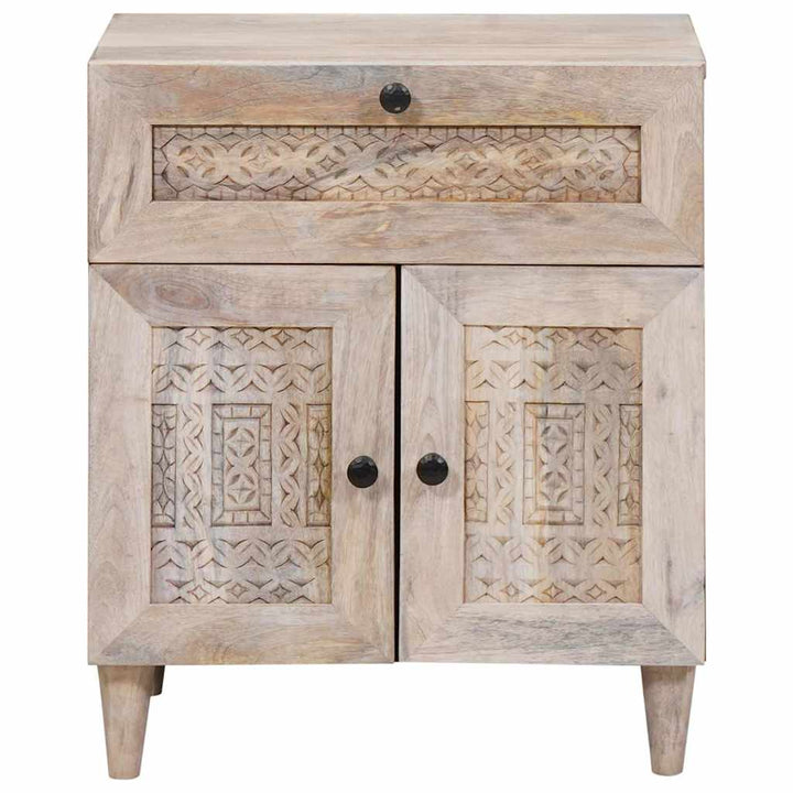 Sengebord med skuffe Beige 50 x 33 x 60 cm Massivt mangotræ