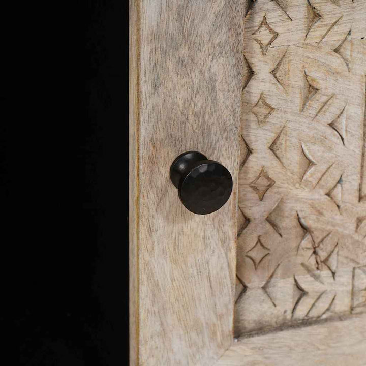 Sofabord med hylde Beige 100 x 54 x 40 cm Massivt mangotræ
