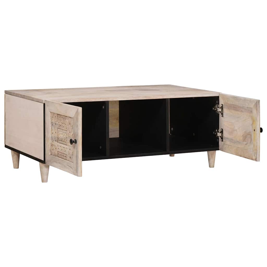 Sofabord med hylde Beige 100 x 54 x 40 cm Massivt mangotræ