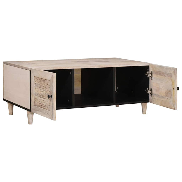 Sofabord med hylde Beige 100 x 54 x 40 cm Massivt mangotræ