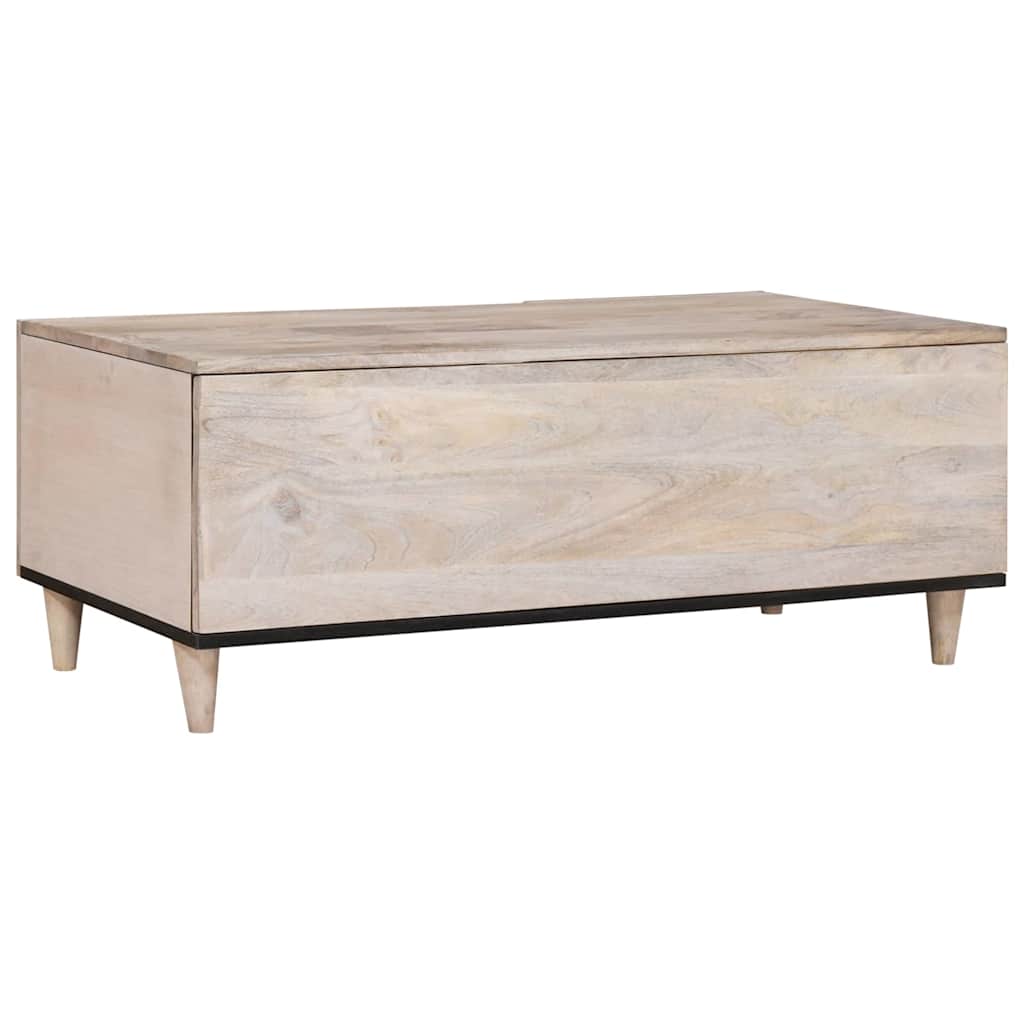Sofabord med hylde Beige 100 x 54 x 40 cm Massivt mangotræ