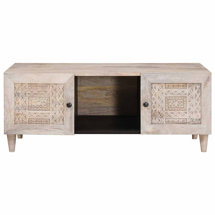 Sofabord med hylde Beige 100 x 54 x 40 cm Massivt mangotræ