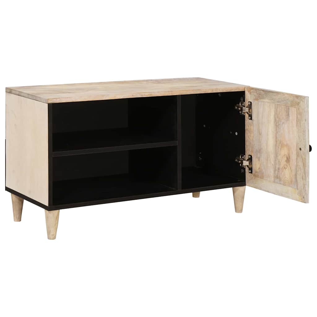 TV-skab med hylde med dør Hvid 80 x 33 x 46 cm Massivt mangotræ
