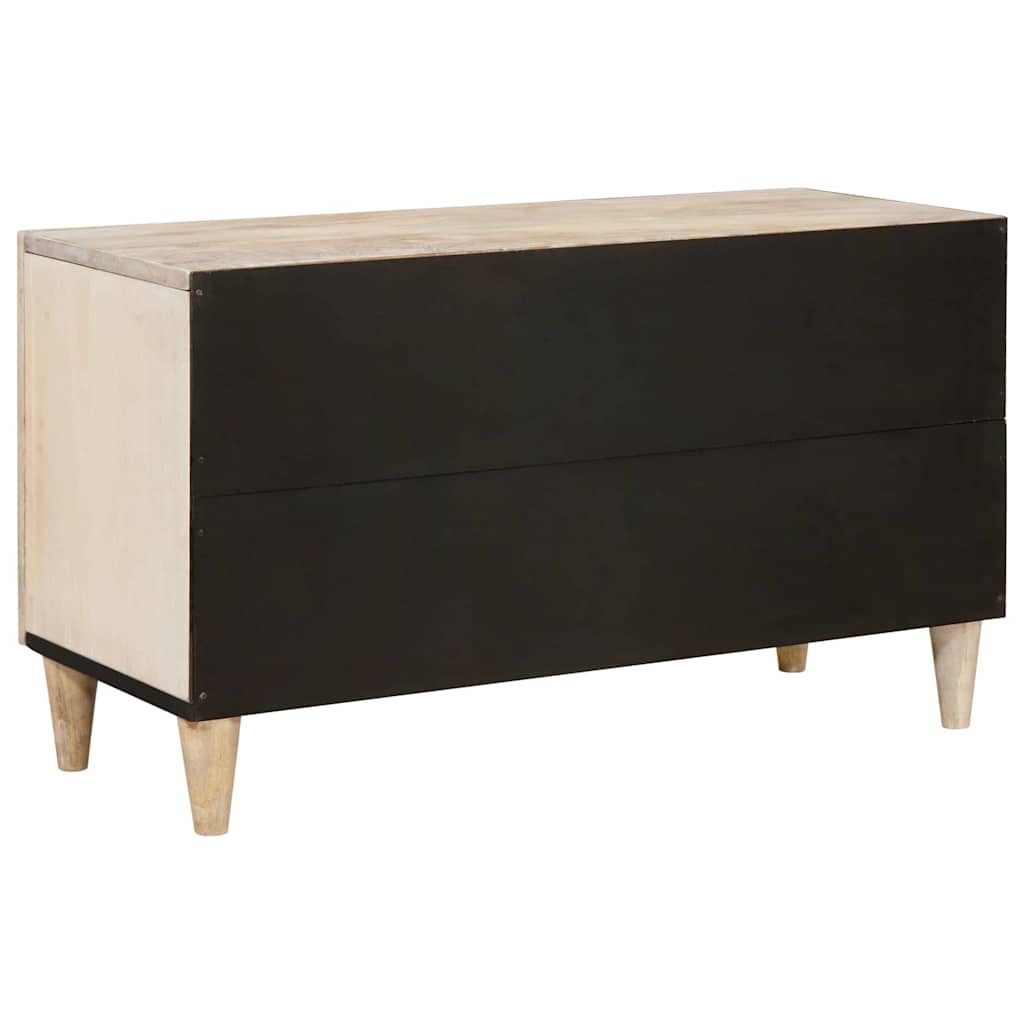 TV-skab med hylde med dør Hvid 80 x 33 x 46 cm Massivt mangotræ