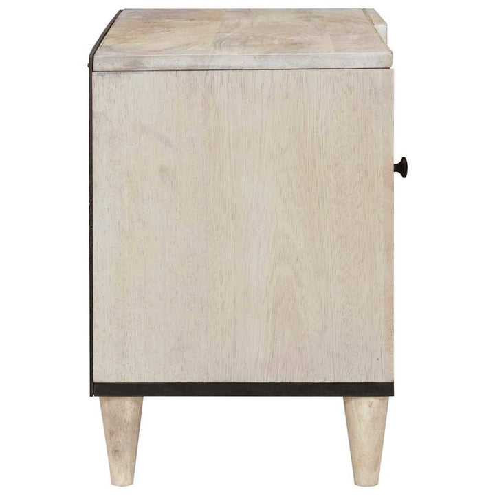 TV-skab med hylde med dør Hvid 80 x 33 x 46 cm Massivt mangotræ