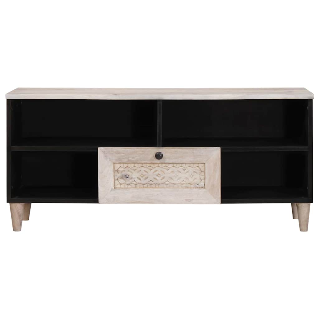 TV-skab med skuffe Hvid 105 x 33 x 46 cm Massivt mangotræ