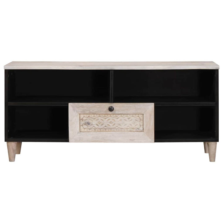TV-skab med skuffe Hvid 105 x 33 x 46 cm Massivt mangotræ