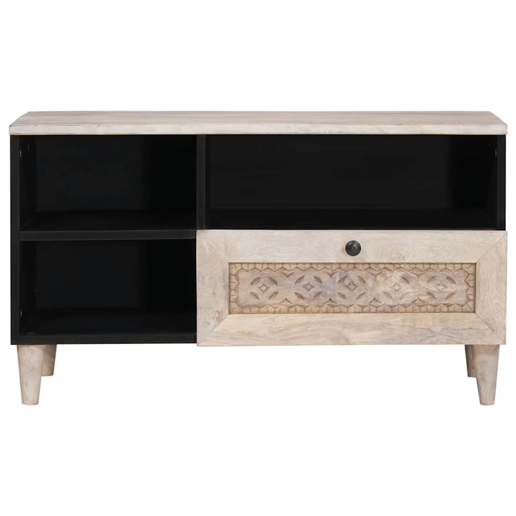 TV-skab med skuffe Hvid 80 x 33 x 46 cm Massivt mangotræ