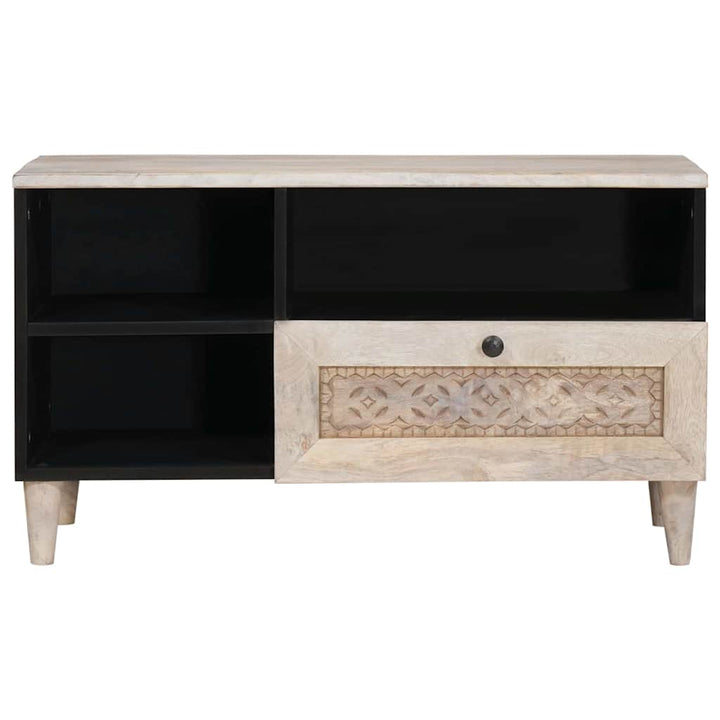 TV-skab med skuffe Hvid 80 x 33 x 46 cm Massivt mangotræ