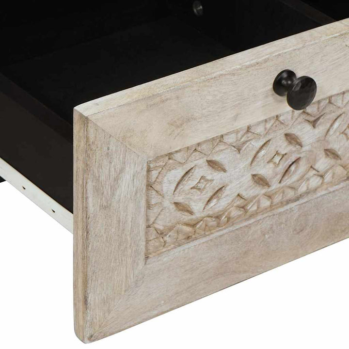 TV-skab med skuffe Hvid 100 x 33 x 46 cm Massivt mangotræ