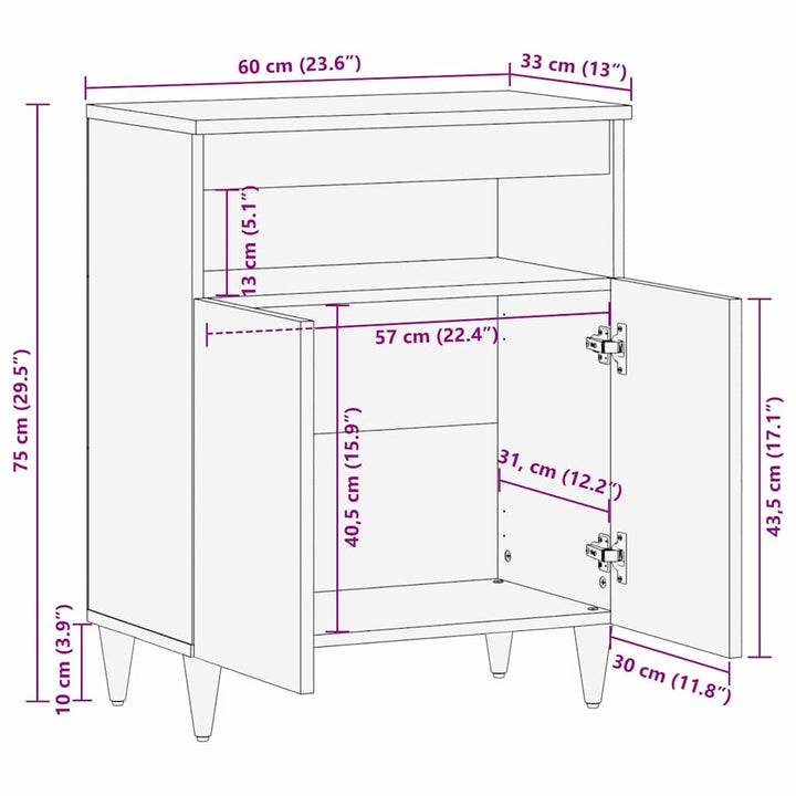 Sideboard Hvid 33,5 x 60 x 75 cm