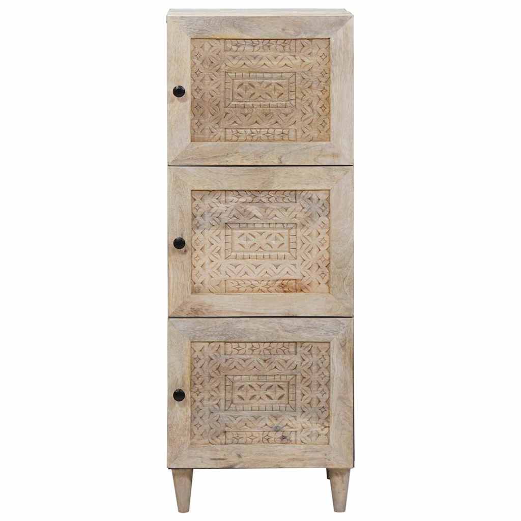 Highboard med hylde Hvid 40 x 33 x 110 cm Massivt mangotræ