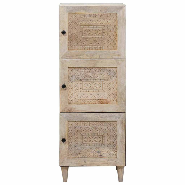Highboard med hylde Hvid 40 x 33 x 110 cm Massivt mangotræ