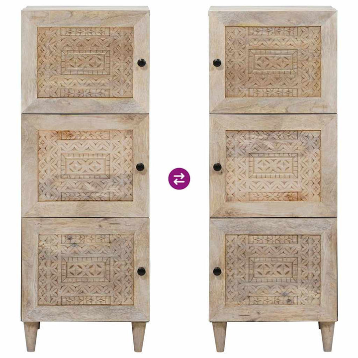 Highboard med hylde Hvid 40 x 33 x 110 cm Massivt mangotræ
