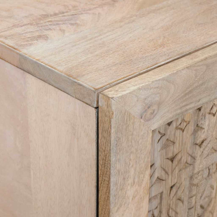 Highboard med skuffe Hvid 60 x 33 x 100 cm Massivt mangotræ