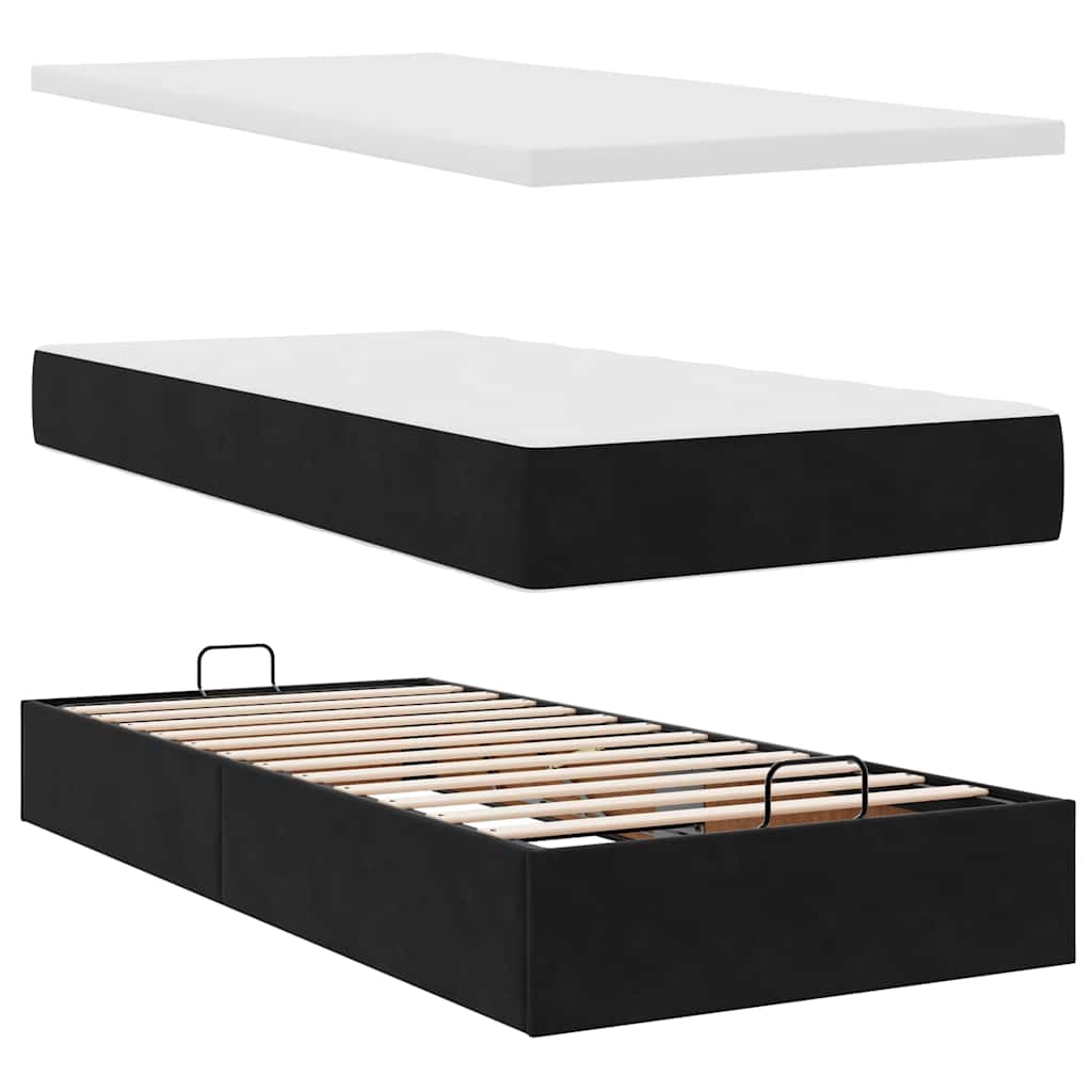 osmannisk sengeramme med madrasser 90x190 cm fløjl sort