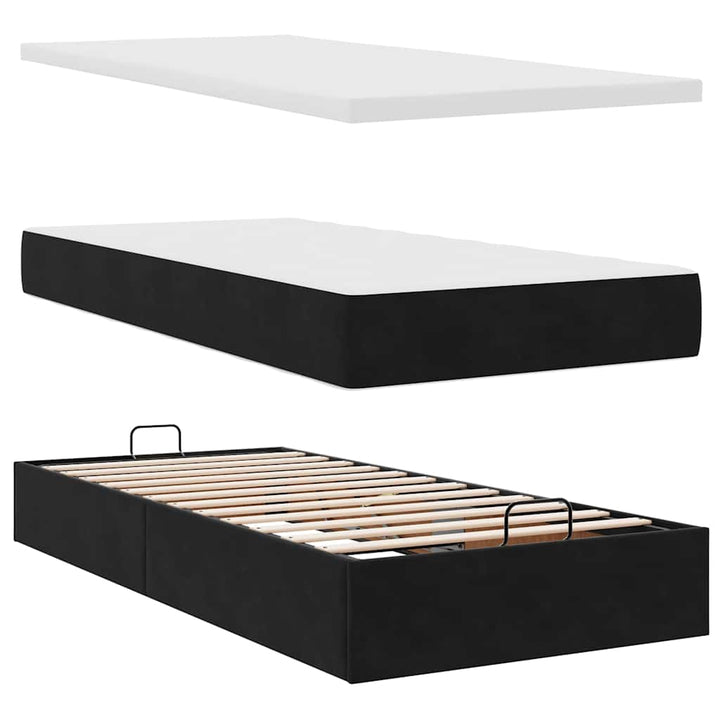 osmannisk sengeramme med madrasser 90x190 cm fløjl sort